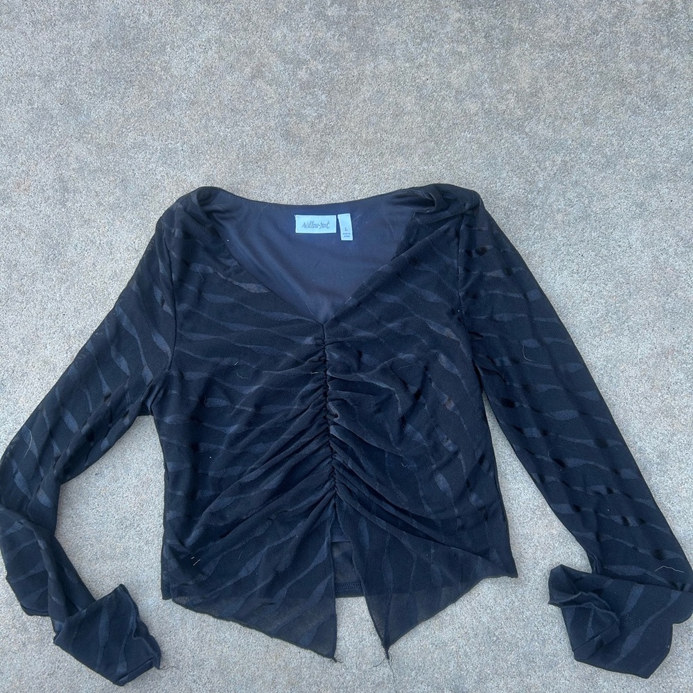 Willow Black Sheer V-Neck Blouse